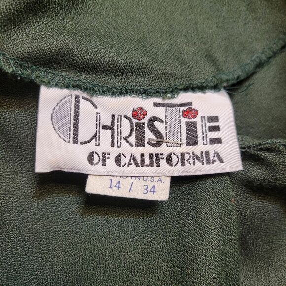 Christie of California Vintage Dark Green Capelet Blouse Renaissance Fairycore - Picture 12 of 15
